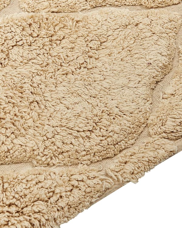 Gulvtæppe Beige Bomuld 140 x 200 cm Moderne Bomuldstæppe med Kvaster og Frynser Løs Tæppe til Soveværelse Orientalsk