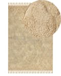 Miniatyrbillede 1 af 7: Gulvtæppe Beige Bomuld 140 x 200 cm Moderne Bomuldstæppe med Kvaster og Frynser Løs Tæppe til Soveværelse Orientalsk