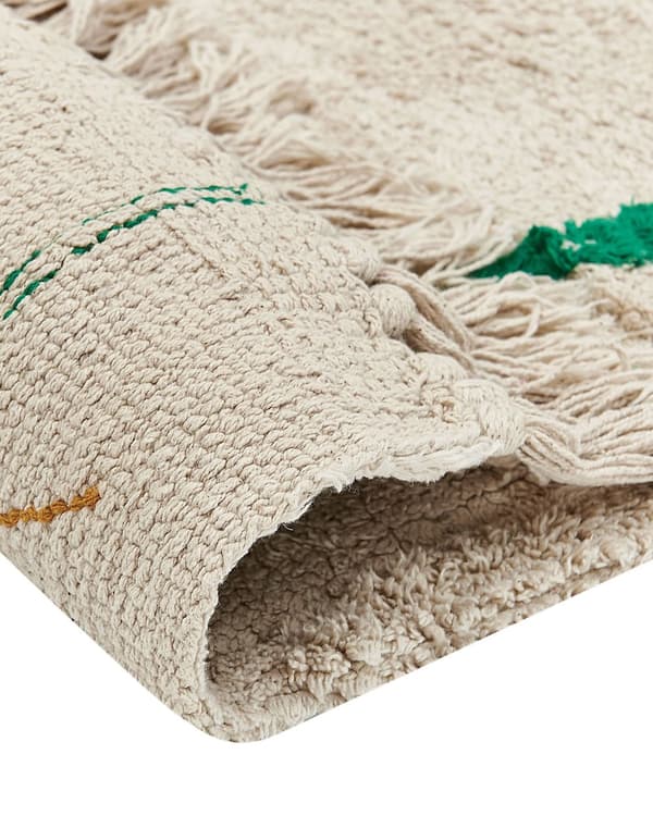 Teppe Beige Bomull 80 x 230 cm Bladmotiv Frynser Minimalistisk Moderne Løper Dekorativt Tilbehør Stue Soverom