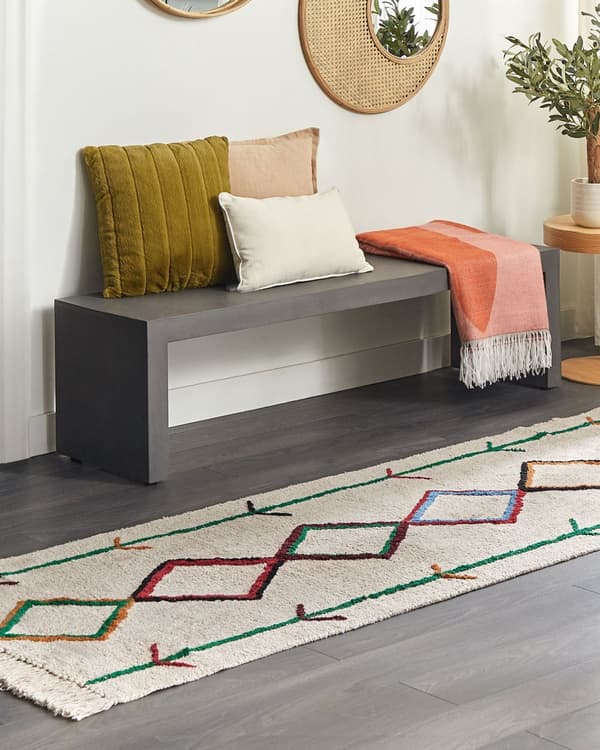 Teppe Beige Bomull 80 x 230 cm Bladmotiv Frynser Minimalistisk Moderne Løper Dekorativt Tilbehør Stue Soverom