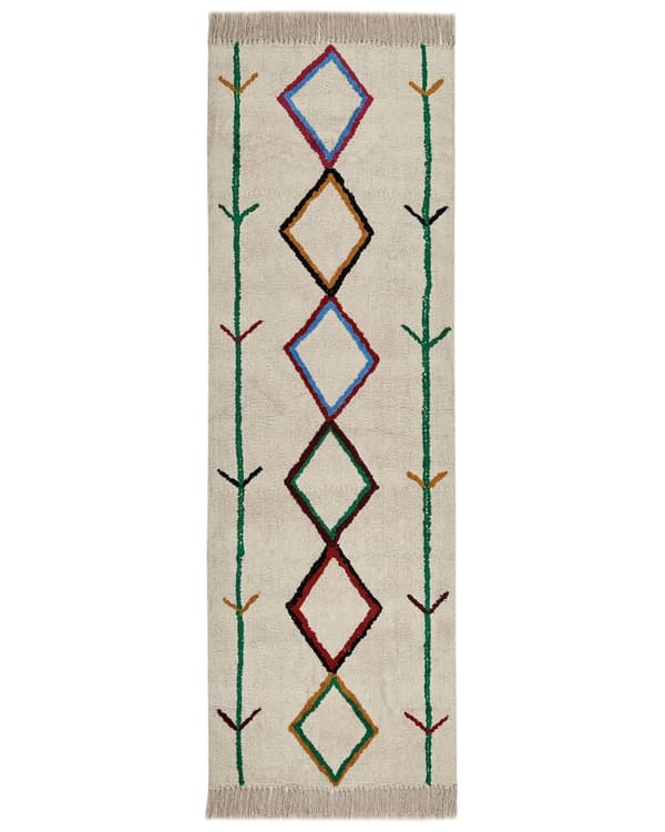 Teppe Beige Bomull 80 x 230 cm Bladmotiv Frynser Minimalistisk Moderne Løper Dekorativt Tilbehør Stue Soverom