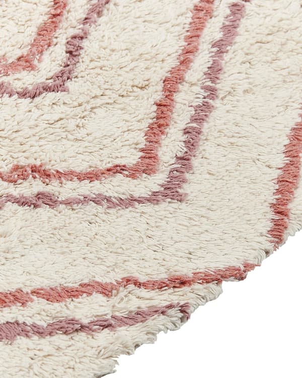 Tæppe Beige Lyserød Bomuld 80 x 150 cm Geometrisk Mønster Håndtuftet Shaggy Design Stue Soveværelse Boho Stil