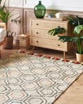 Pikkukuva 2 / 7: Matto beige oranssi 160 x 230 cm puuvilla hapsut pörröinen geometrinen kuvio boho