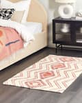 Pikkukuva 2 / 6: Matto beige punainen 80 x 150 cm puuvilla geometrinen kuvio pörröinen boho moderni