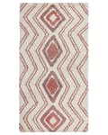 Pikkukuva 1 / 6: Matto beige punainen 80 x 150 cm puuvilla geometrinen kuvio pörröinen boho moderni