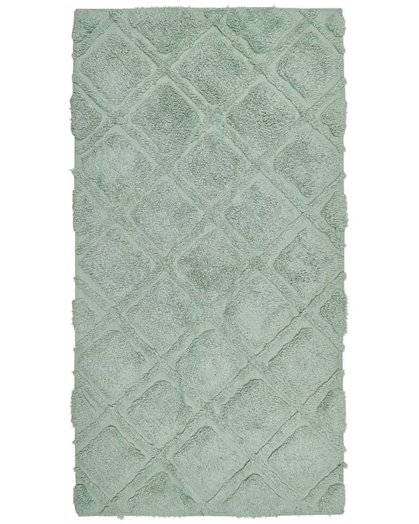 Teppe Grønn Bomull 80 x 150 cm Shaggy Geometrisk mønster Håndtuftet Vevd Boho Moderne Dekorasjon Stue Soverom