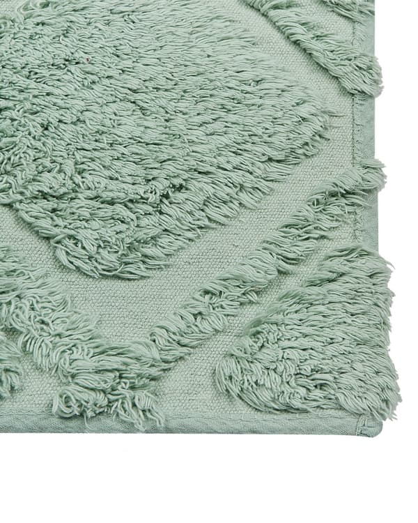Teppe Grønn Bomull 80 x 150 cm Shaggy Geometrisk mønster Håndtuftet Vevd Boho Moderne Dekorasjon Stue Soverom