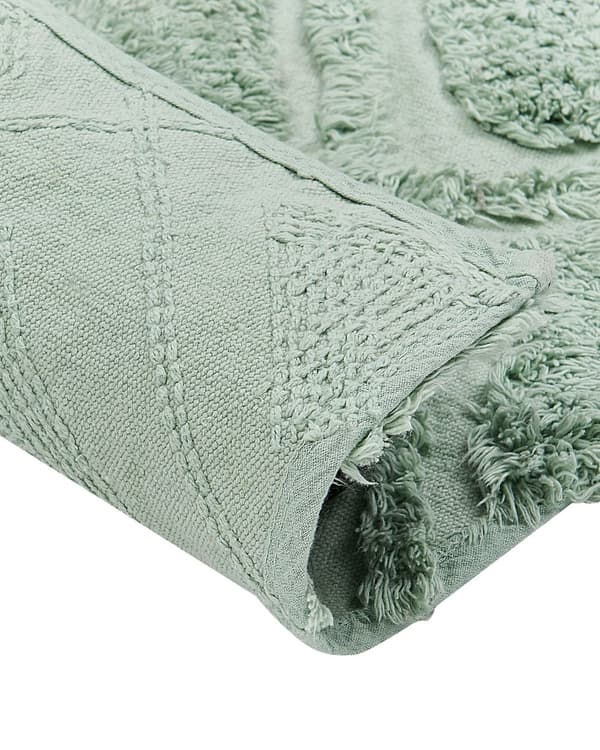 Teppe Grønn Bomull 80 x 150 cm Shaggy Geometrisk mønster Håndtuftet Vevd Boho Moderne Dekorasjon Stue Soverom