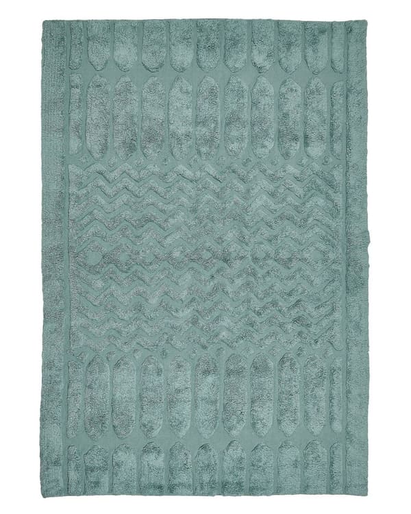 Teppe Mintgrønn Bomull 140 x 200 cm Shaggy Geometrisk mønster Håndtuftet Vevd Boho Moderne Dekorasjon Stue Soverom