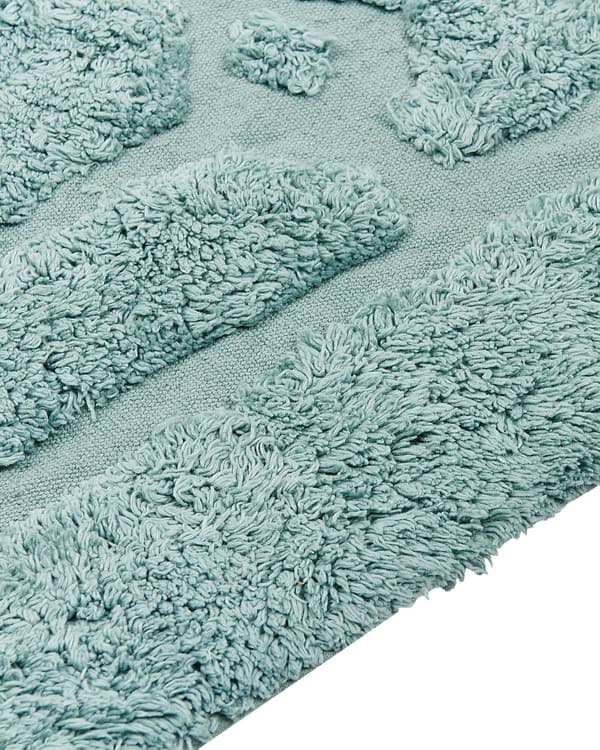 Teppe Mintgrønn Bomull 140 x 200 cm Shaggy Geometrisk mønster Håndtuftet Vevd Boho Moderne Dekorasjon Stue Soverom
