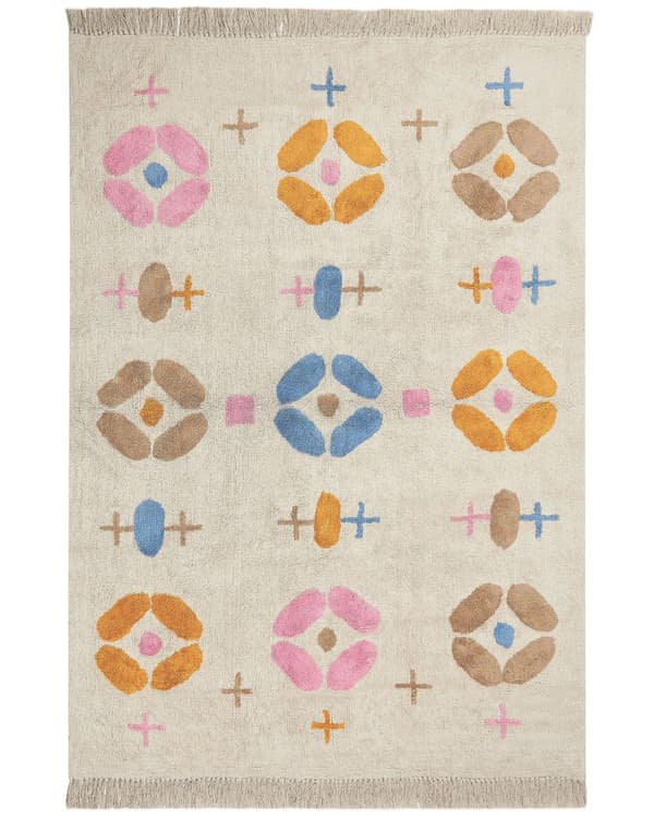 Matta Flerfärgad Bomull 80 x 150 cm Rektangulär med Tofsar Geometriskt Mönster Boho Stil Vardagsrum Barnrum