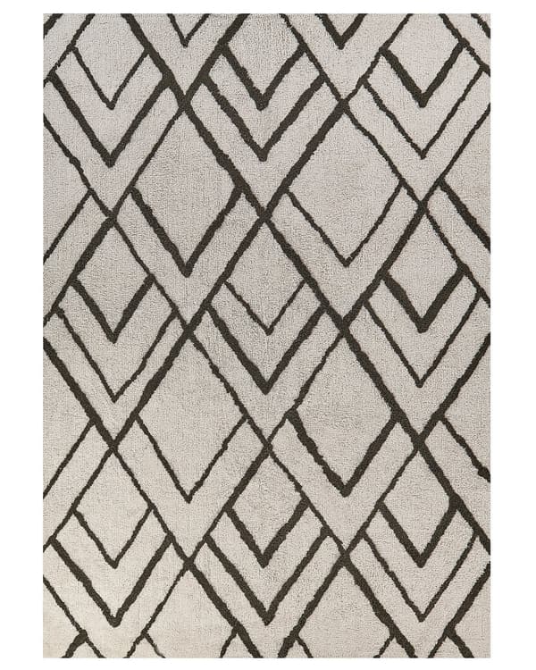 Områdetæppe Hvidt og Grønt Bomuld 160 x 230 cm Geometrisk Mønster Rektangulært Håndvævet Moderne Design