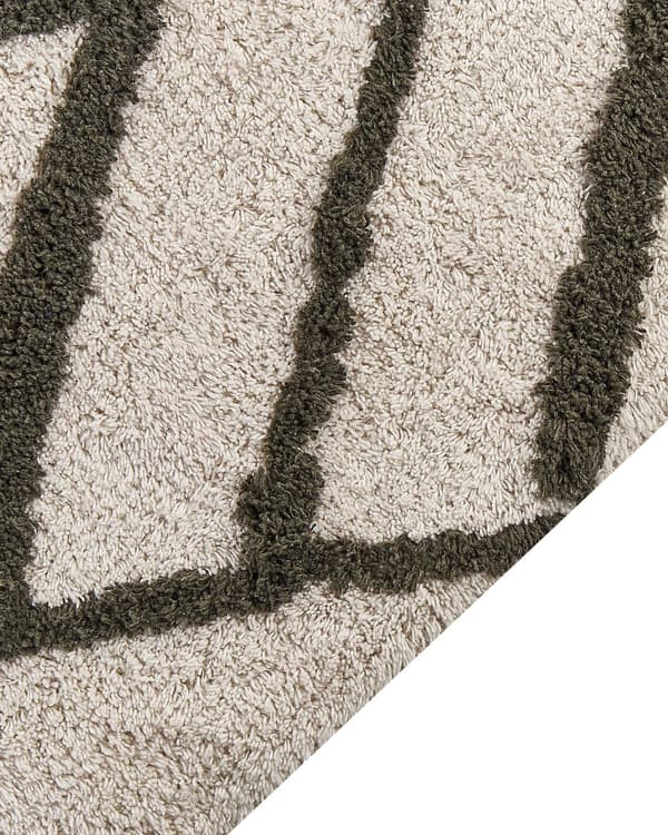 Teppe Off White Grønn Bomull 160 x 230 cm Geometrisk mønster Rektangulært Håndvevd Moderne design Dekorativt Tilbehør Innredning