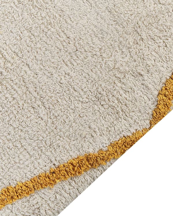 Teppe Off White Gul Bomull 160 x 230 cm Geometrisk mønster Rektangulært Håndvevd Moderne design Dekorativt Tilbehør Innredning