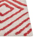 Miniatyrbilde 6 av 6: Teppe Off White Rød Bomull 160 x 230 cm Geometrisk mønster Rektangulært Håndvevd Moderne design Dekorativt Tilbehør Innredning
