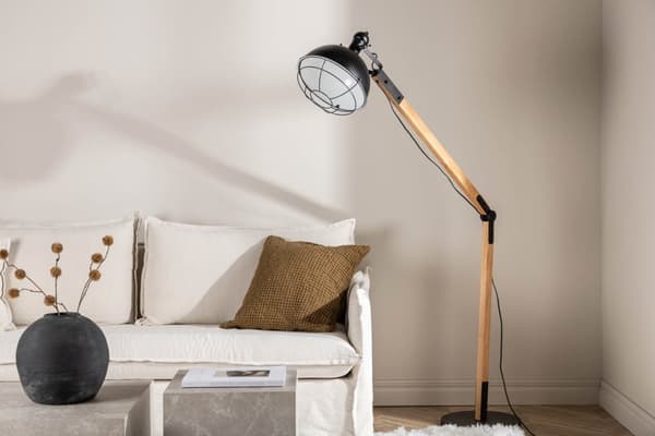 Kick belysning gulvlampe 30x30x190cm stål svart, tre.