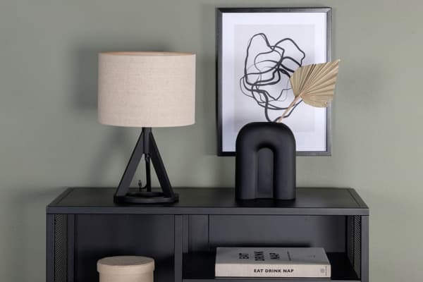 Kona belysning bordlampe 25x18x50,5cm stoff beige, svart.