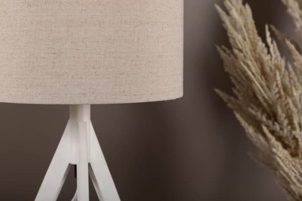 Kona belysning bordlampe 25x18x50,5cm stoff beige, hvit.