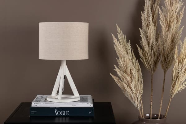 Kona belysning bordlampe 25x18x50,5cm stoff beige, hvit.