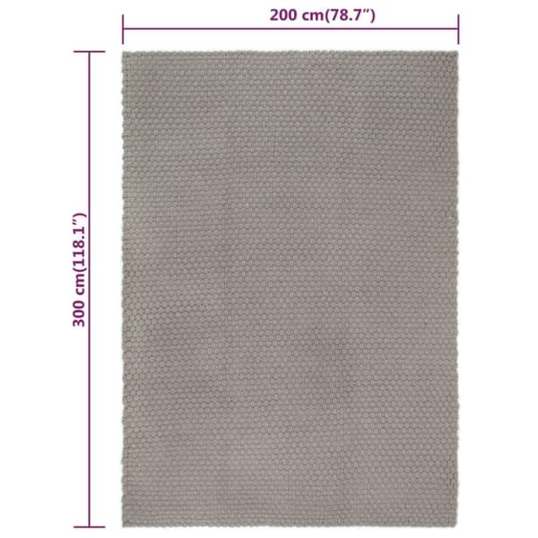 vidaXL gulvtæppe 200x300 cm rektangulært bomuld grå