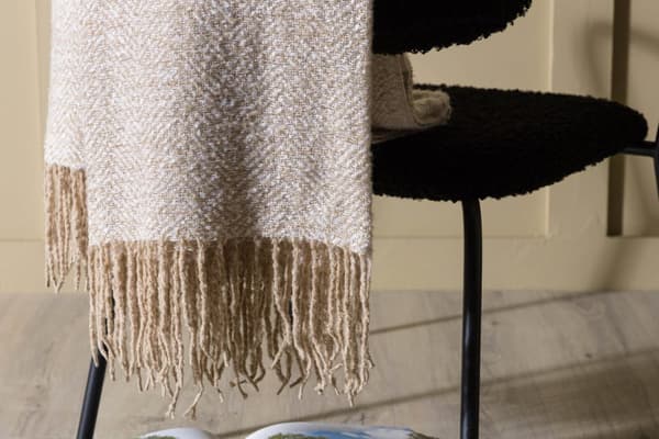 Toby pledd 170x130cm beige, hvit.