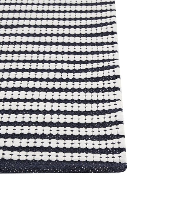 Matta Vit och Blå Bomull 80 x 150 cm Rektangulär Handvävd Modern Design