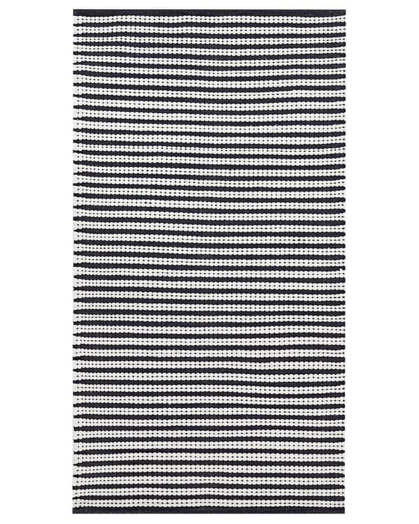 Matta Vit och Blå Bomull 80 x 150 cm Rektangulär Handvävd Modern Design