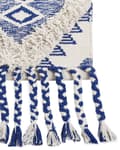 Miniatyrbilde 5 av 7: Teppe Lys beige Blå Bomull 80 x 200 cm Geometrisk mønster Frynser Håndvevd Løper Moderne Boho