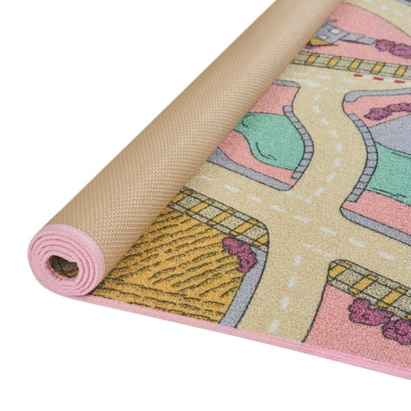 Bil barnmatta Playtime Pink Sand  95 x 200 cm