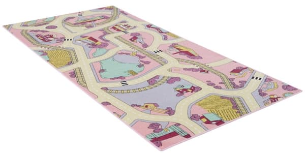 Bil barnmatta Playtime Pink Sand  95 x 200 cm