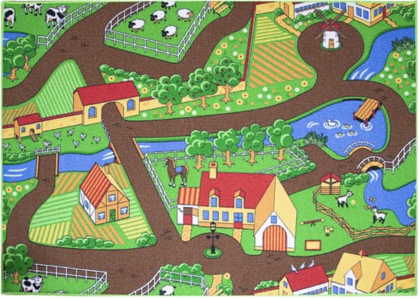 Bil Vändbar Farm Life/Sweet  barnmatta 95x133 cm