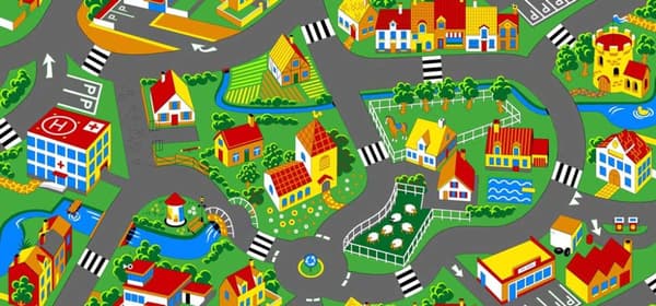 Little Village Bil barnmatta 140 x 200 cm