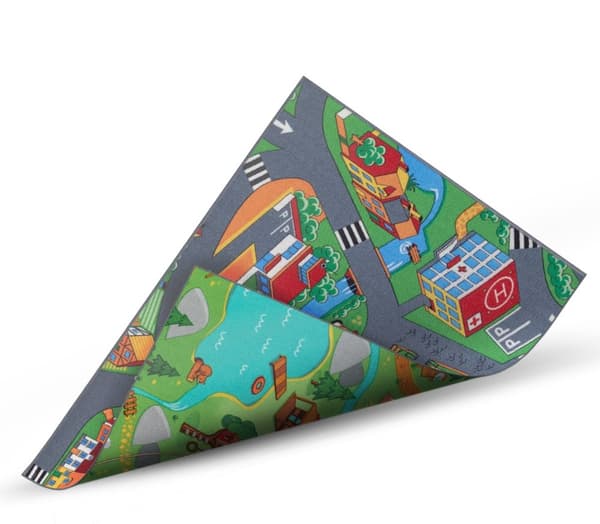 Bil Vändbar Wild Life/Little Village barnmatta 95x133 cm