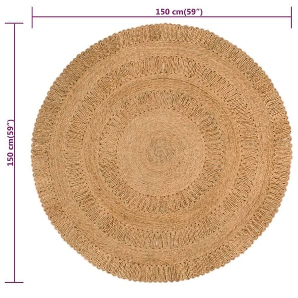 vidaXL Teppe håndflettet jute 150 cm rund