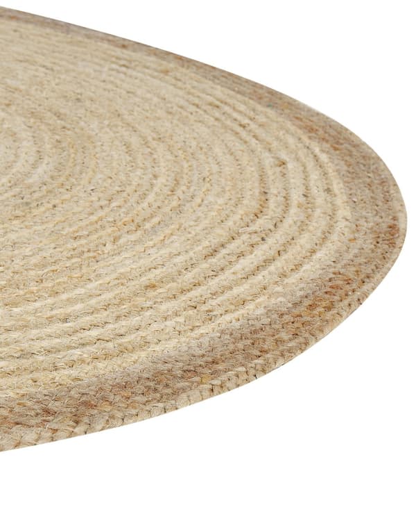 Matta Ljusbeige Jute 120 cm Rund Handvävd Flätad Bohemisk stil Vardagsrum Sovrum Hall