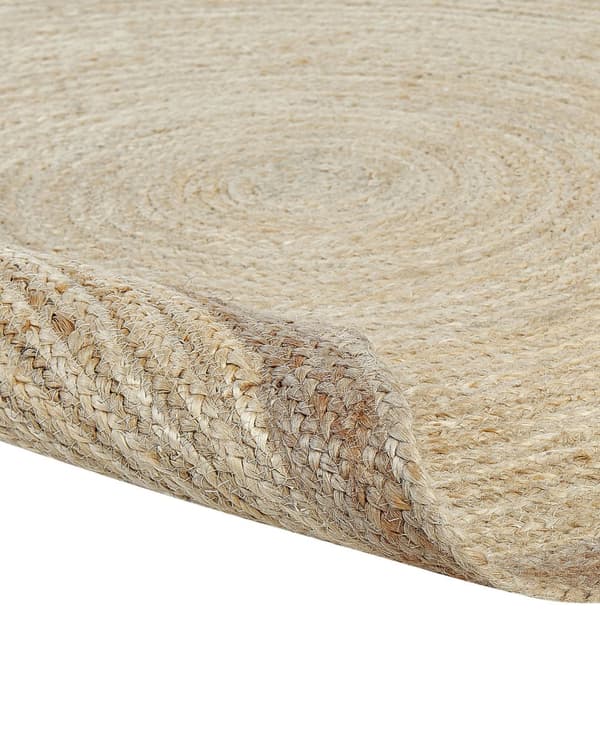 Matta Ljusbeige Jute 120 cm Rund Handvävd Flätad Bohemisk stil Vardagsrum Sovrum Hall