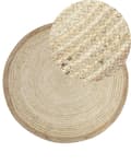 Miniatyrbild 1 av 8: Matta Ljusbeige Jute 120 cm Rund Handvävd Flätad Bohemisk stil Vardagsrum Sovrum Hall