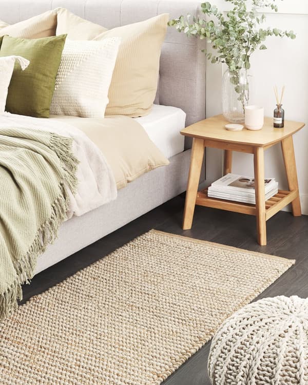 Matto beige villa 80 x 150 cm käsin punottu olohuone makuuhuone perinteinen tyyli