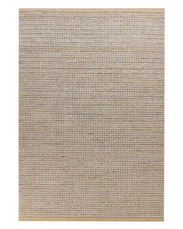 Gulvtæppe Beige Uld Jute 140 x 200 cm Håndvævet Moderne Fladvævet Uldtæppe Blød Tæppe til under Sofabord Tilbehør Inspiration Soveværelse