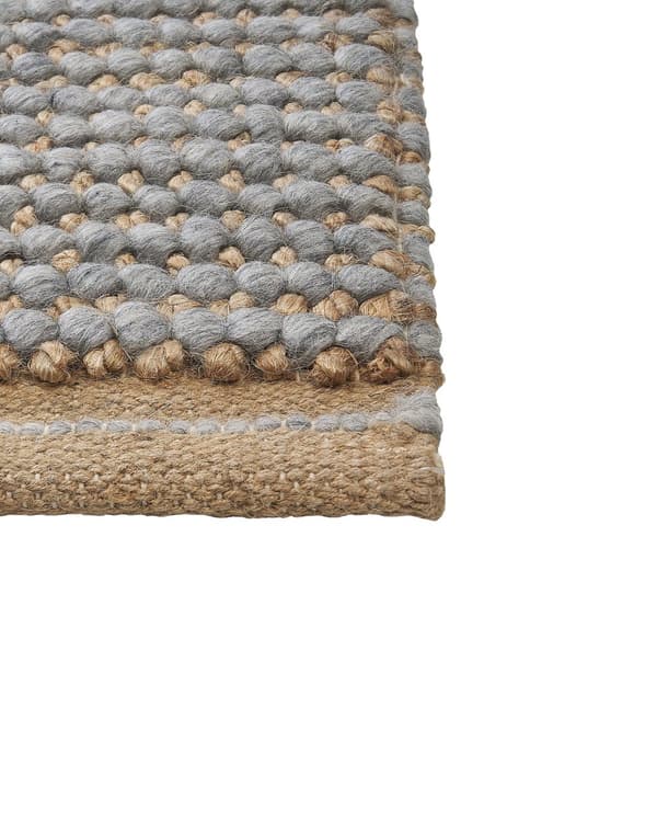 Gulvteppe Grå 80 x 150 cm Ull Håndvevd Stue Inspirasjon til Teppe for Soveromstilbehør