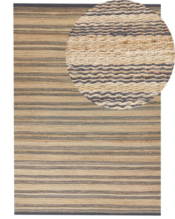 Gulvteppe Teppe Beige Jute Bomull 160 x 230 cm Håndvevd Boho Gang Soverom