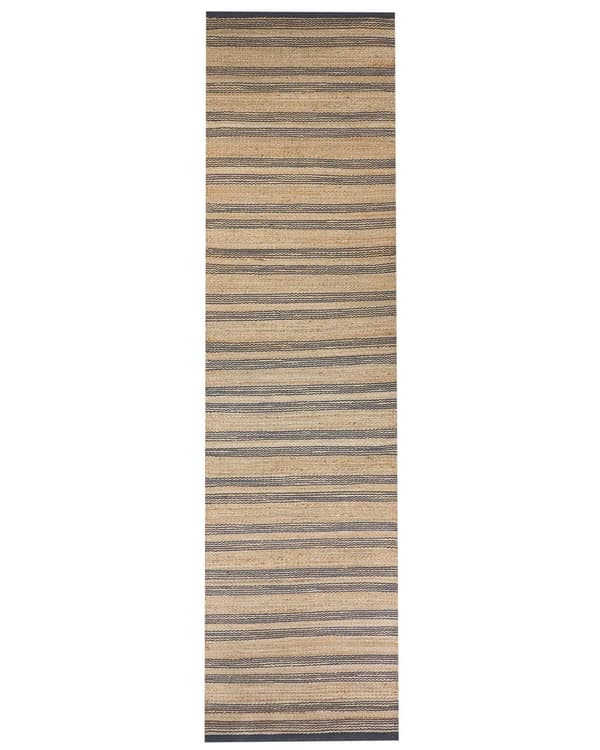 Gulvteppe Teppe Beige Jute Bomull 80 x 300 cm Dhurrie Håndvevd Boho Gang Soverom
