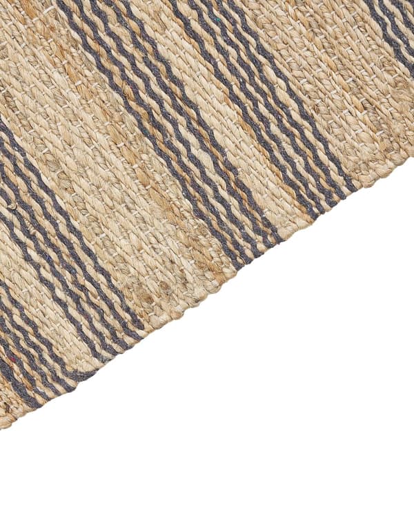Gulvteppe Teppe Beige Jute Bomull 80 x 300 cm Dhurrie Håndvevd Boho Gang Soverom