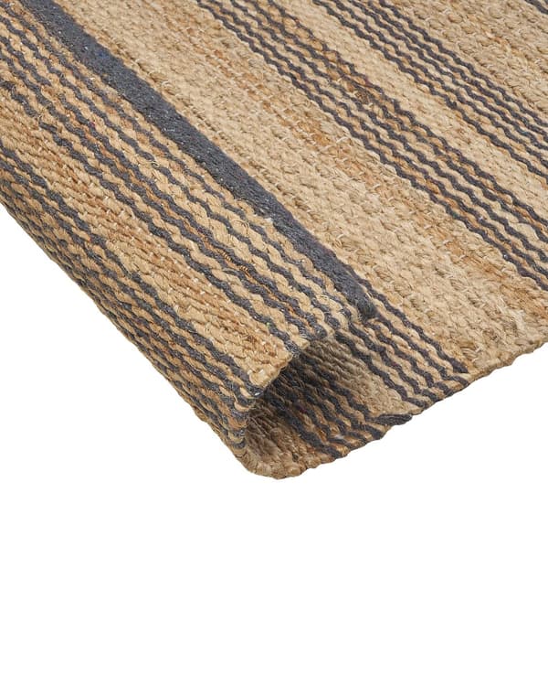 Gulvteppe Teppe Beige Jute Bomull 80 x 300 cm Dhurrie Håndvevd Boho Gang Soverom