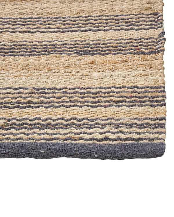 Gulvteppe Teppe Beige Jute Bomull 80 x 300 cm Dhurrie Håndvevd Boho Gang Soverom