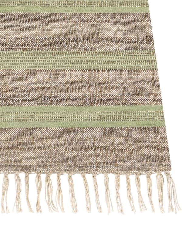 Matto beige/vaaleanvihreä juutti 160 x 230 cm raidallinen hapsuilla boho-tyyli