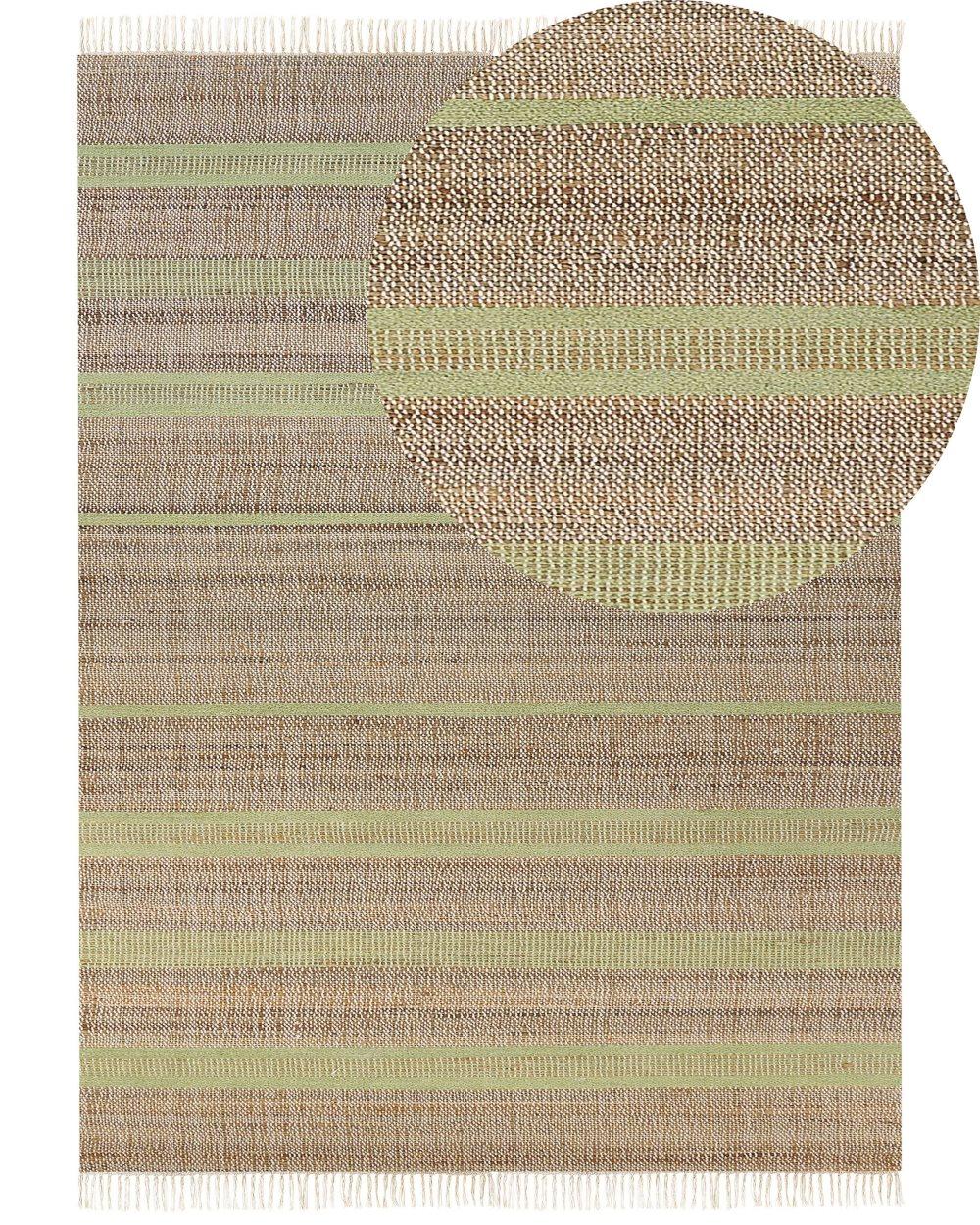 Jutematta 160 x 230 cm beige och ljusgrön TALPUR
