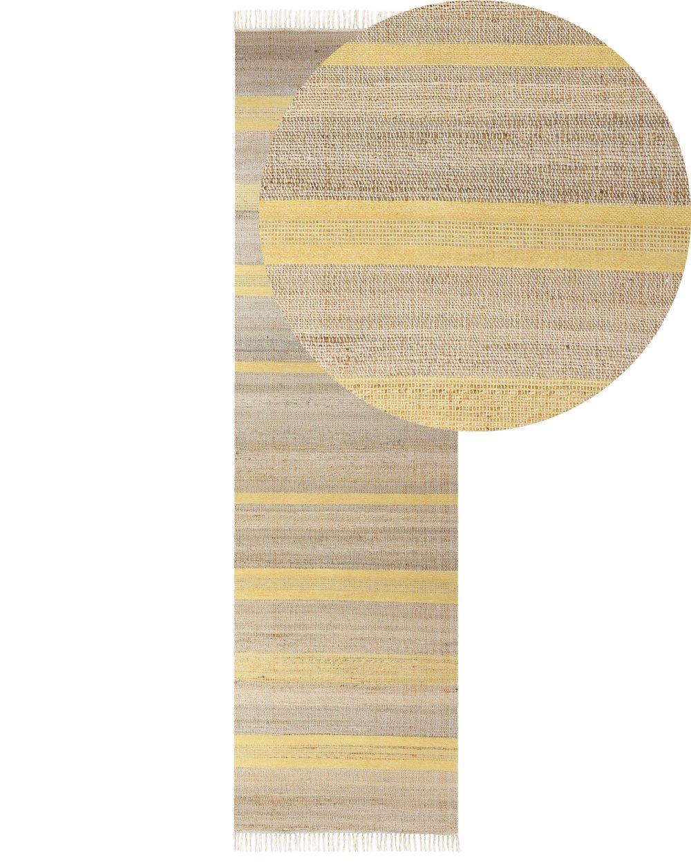 Gångmatta 80 x 300 cm beige och gul TALPUR