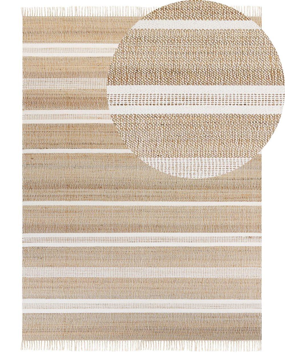 Jutematta 160 x 230 cm beige och vit TALPUR