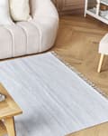 Miniatyrbillede 2 af 6: Område Tæppe Lyseblå Genanvendt PET 160 x 230 cm cm Indendørs Udendørs med Frynser